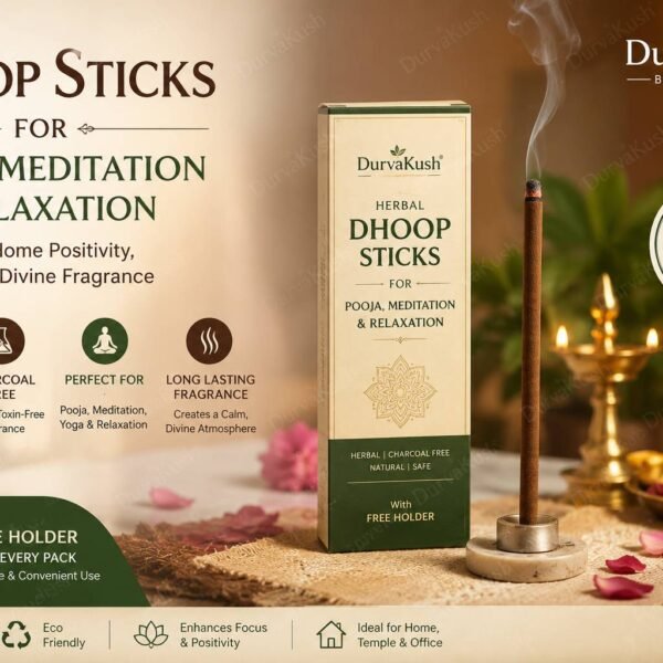 Dhoop Sticks for Pooja, Meditation & Relaxation | Free Holder | Herbal & Charcoal-Free