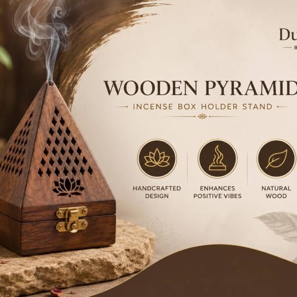 Wooden Pyramid Shape Incense Box Hoder Stand